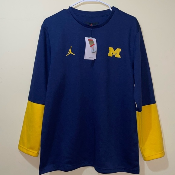 Men’s New Nike Jordan Michigan Wolverines On Field 1/4 Zip Pullover Navy CQ5698 - Picture 1 of 9